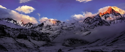 закат, горы, облака, темные, серые, голубые, синие