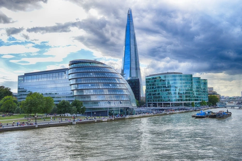 небоскреб, англия, город, серые, синие