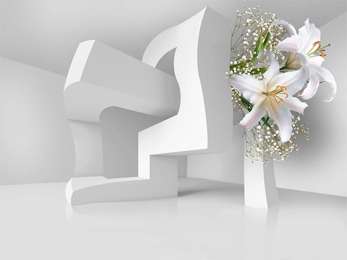 цветы, лилии, абстракция, лепестки, белые