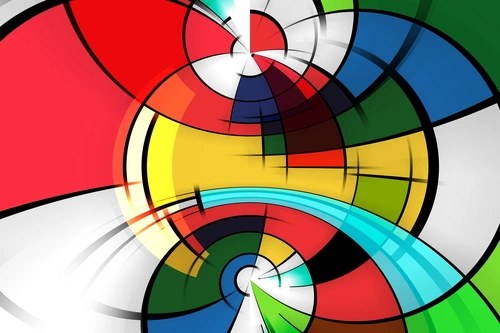 вектор, арт, абстракция, красные, белые, синие, желтые