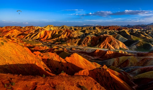 горы, небо, горизонт, природа, коричневые, синие, китай