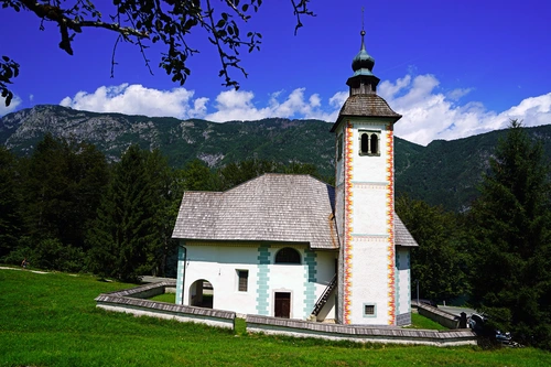 природа, церковь, горы, лес, зеленые, синие