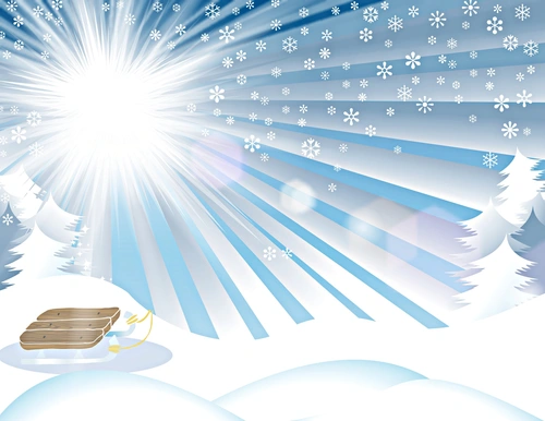 снег, зима, вектор, арт, белые, синие, голубые