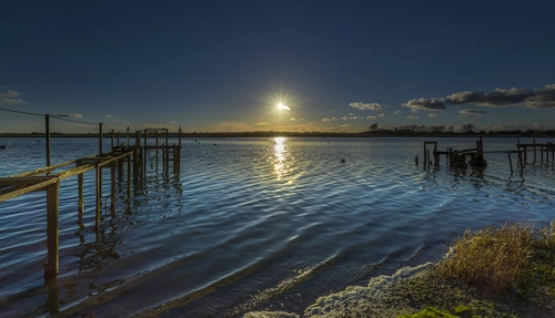 закат, озеро, природа, англия, синие, коричневые