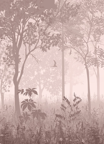 птицы, лес, деревья, природа, розовые, HD