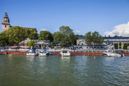 причал, яхты, лодки, финляндия, деревня, белые, зеленые, серые