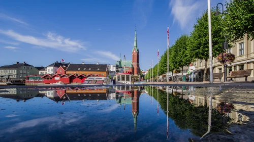 церковь, город, архитектура, религия, серые, синие