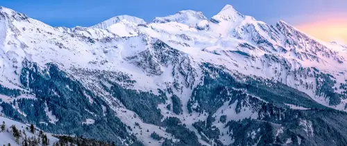 горы, лес, природа, деревья, белые, серые