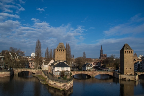 город, мост, река, франция, синие, коричневые