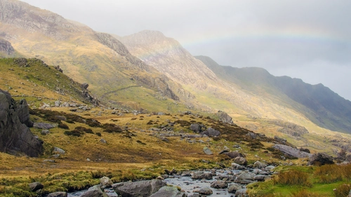 холмы, горы, дорога, камни, зеленые, природа