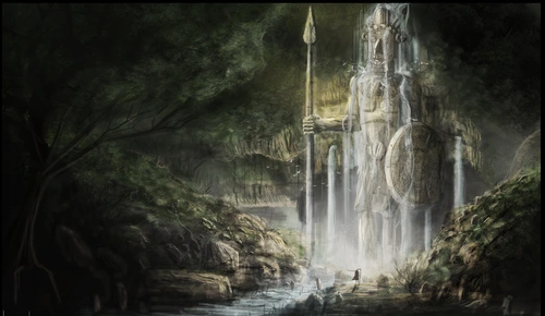 статуя, фантастика, рисованные, лес, коричневые, белые