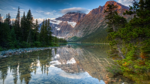 лес, деревья, горы, природа, зеленые, голубые