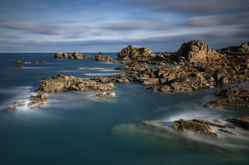 море, побережье, франция, скалы, коричневые, синие