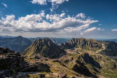 горы, франция, природа, небо, облака, белые, коричневые, синие