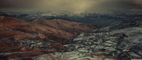 горы, снег, холмы, коричневые, серые