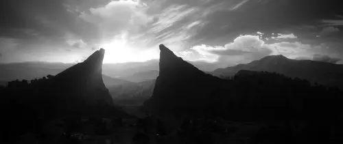 черные, белые, фотография, горы, скалы, природа