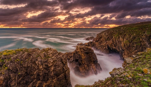 камни, франция, природа, закат, коричневые, серые, зеленые