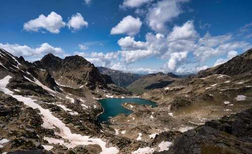 горы, озеро, франция, природа, серые, голубые, белые