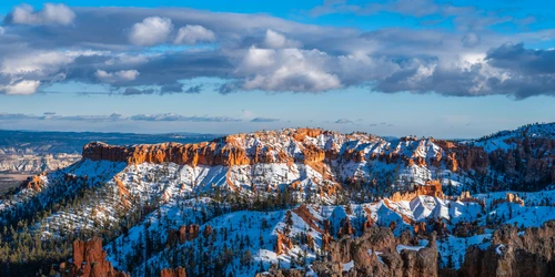 небо, скалы, облака, коричневые, панорама, белые, снег
