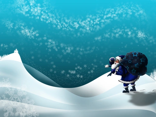 вектор, санта, зима, арт, зеленые, синие, белые