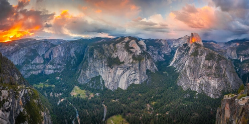 скалы, горы, лес, зеленые, панорама, серые