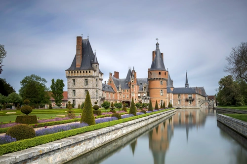 сад, замок, франция, парк, зеленые, серые, голубые