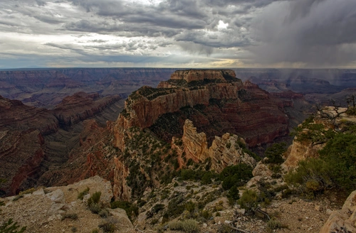 скалы, каньон, природа, серые, коричневые, облака, тучи
