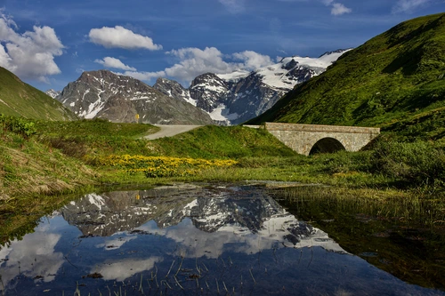 горы, озеро, франция, природа, белые, синие, зеленые