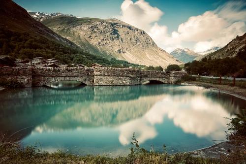 озеро, горы, природа, франция, серые, голубые, белые