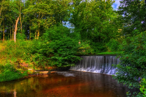 река, водопад, природа, англия, коричневые, зеленые