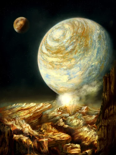 фантастика, космос, планеты, чёрные, коричневые, горы