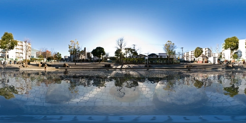 река, город, архитектура, серые, синие, белые, япония