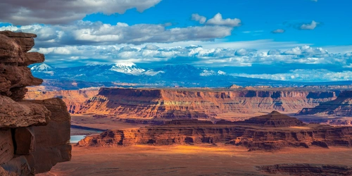 каньон, облака, небо, скалы, коричневые, синие, белые