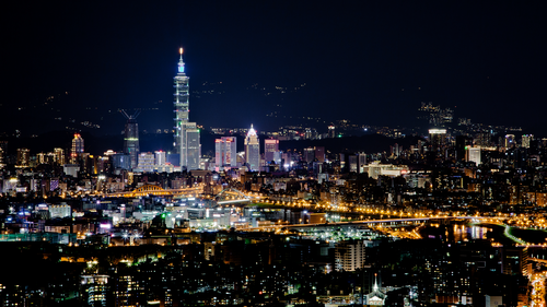 город, ночь, огни, небоскребы, черные, желтые