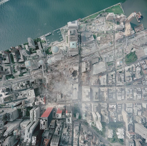 город, серые, красные, небоскребы