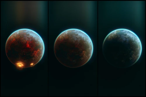 космос, планеты, свет, чёрные, коричневые