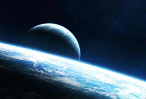 космос, вселенная, планеты, звёзды, чёрные, голубые