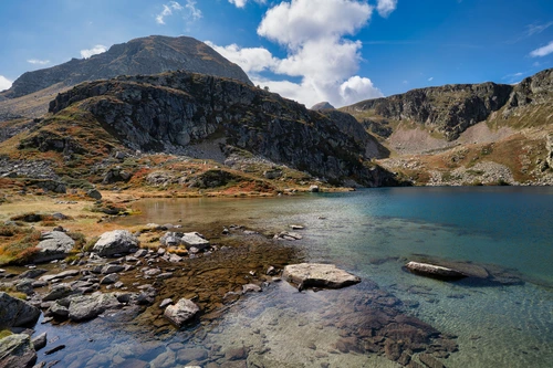 озеро, берег, камни, франция, природа, коричневые, синие