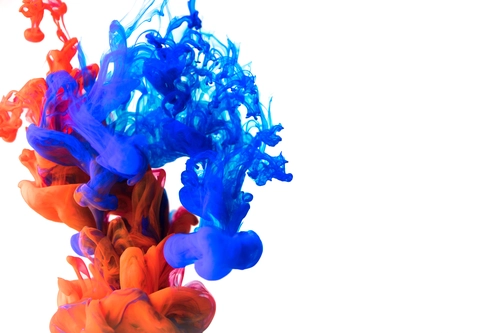 абстракция, абстрактные, краски, синие, оранжевые