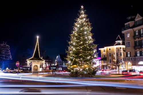 ночь, огни, темные, гирлянда, черные, желтые