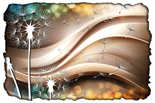 фон, стена, одуванчик, коричневый, бежевый, белый, коричневые, бежевые, белые, одуванчики