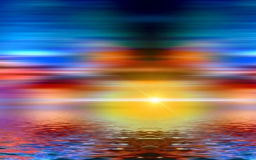 небо, океан, солнце, закат, горизонт, жёлтые, синии