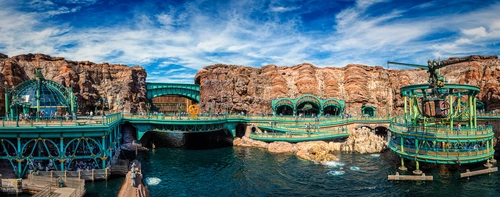 река, скалы, лодка, панорама, зеленые, коричневые