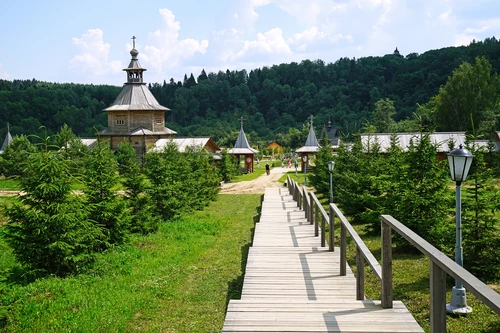 церковь, религия, природа, зеленые, серые, коричневые