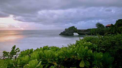 облака, серые, океан, зеленые, тучи