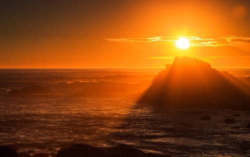 солнце, океан, оранжевые, свет, рассвет, желтые