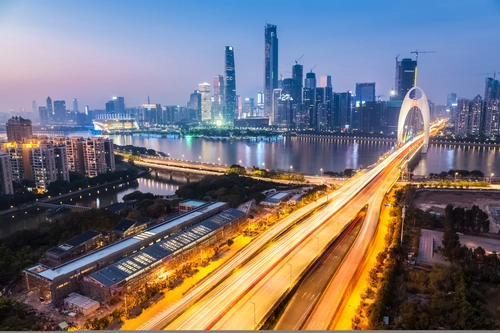 город, ночь, мост, синие, желтые, темные