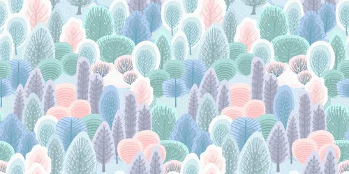 деревья, лес, синие, розовые, фиолетовые, голубые, детские