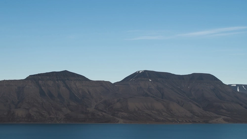 холмы, горы, озеро, синие, коричневые