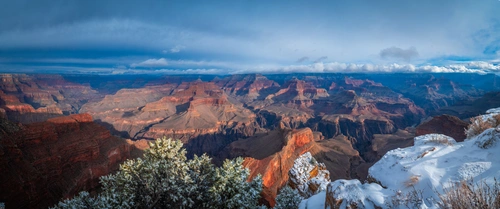 снег, горы, скала, панорама, коричневые, серые, желтые